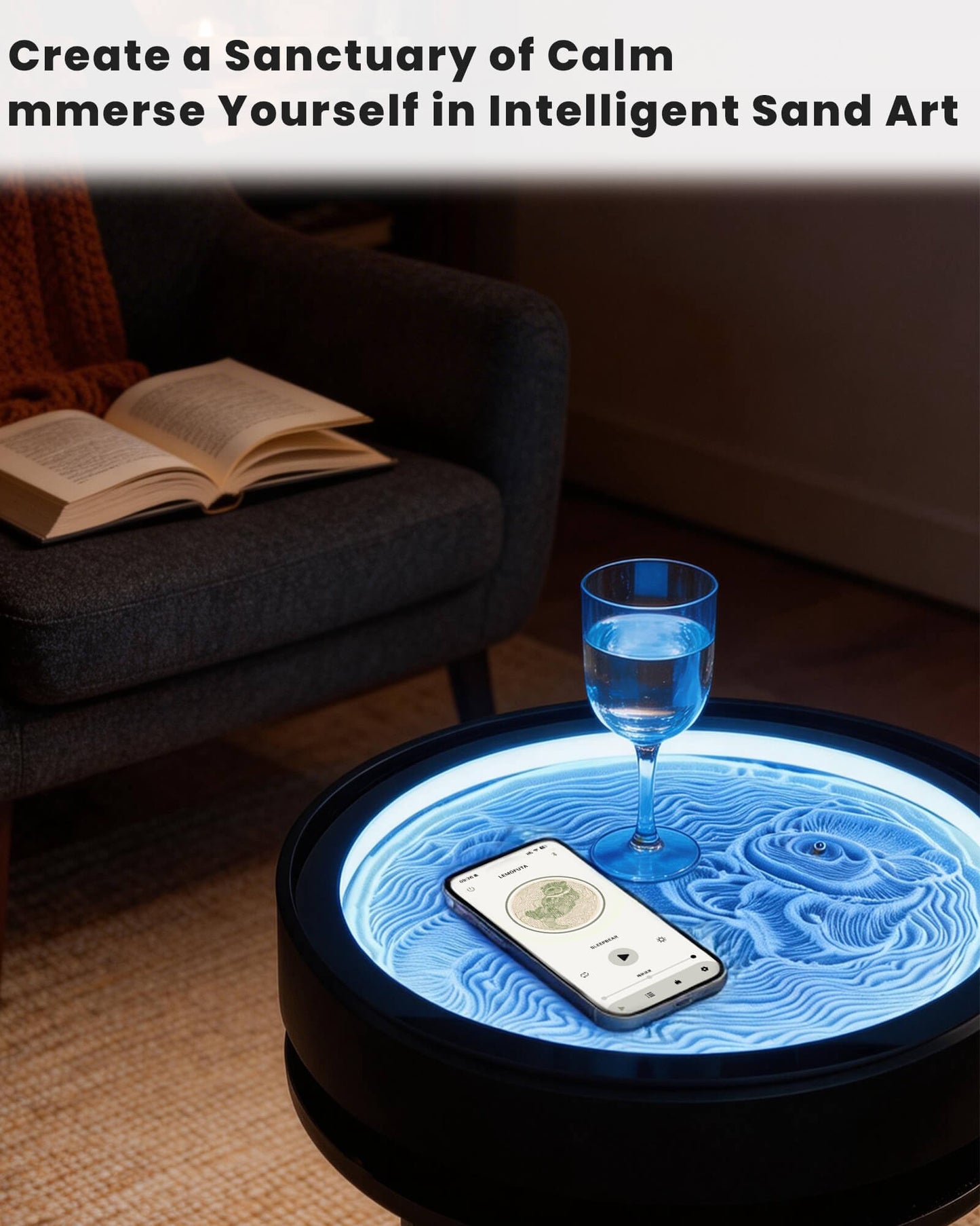 Lemofuta Smart Zen Garden App-Controlled Sand Art for Meditation