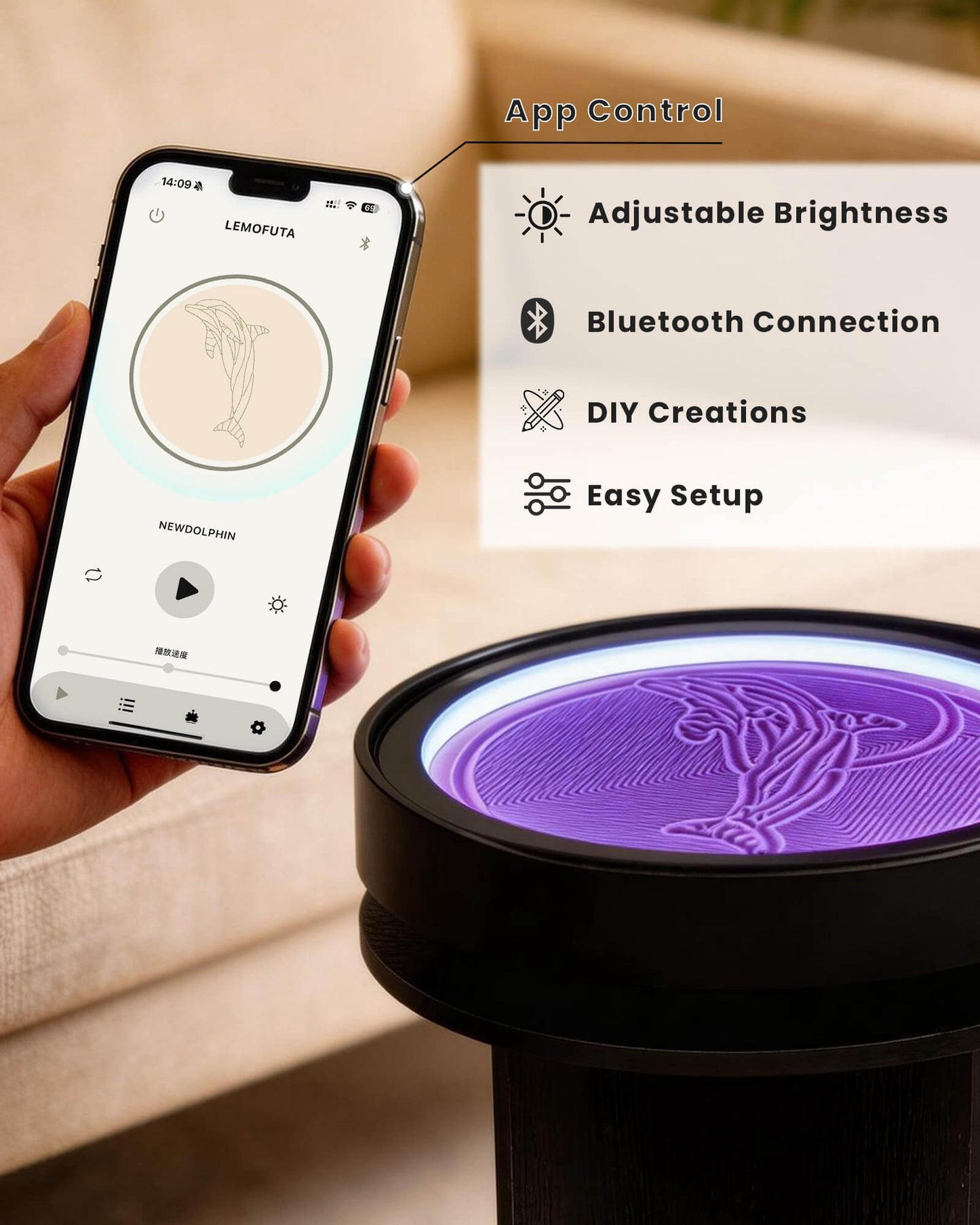 Lemofuta Smart Zen Garden App-Controlled Sand Art for Meditation