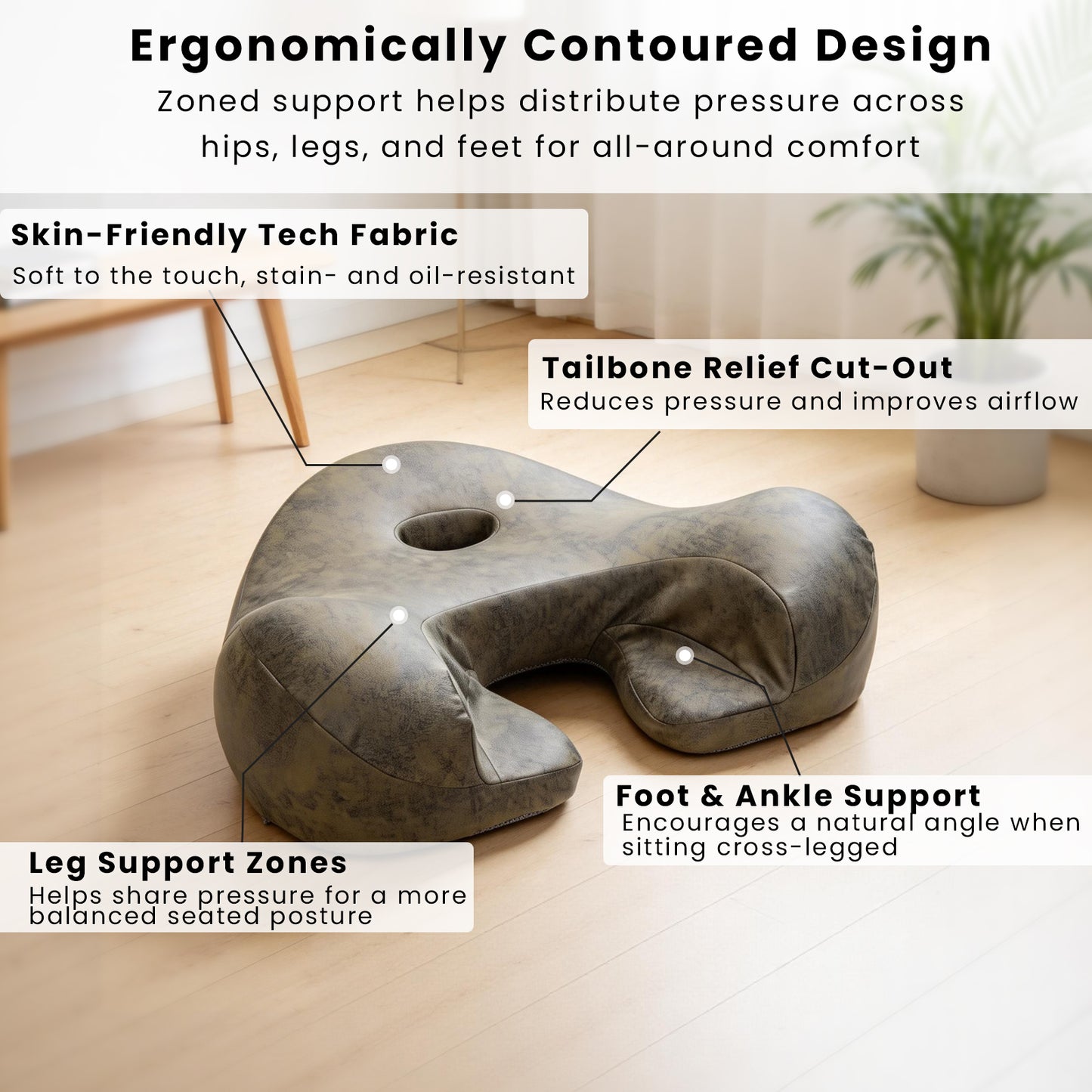 Lemofuta Ergonomic Meditation Cushion with Footrest