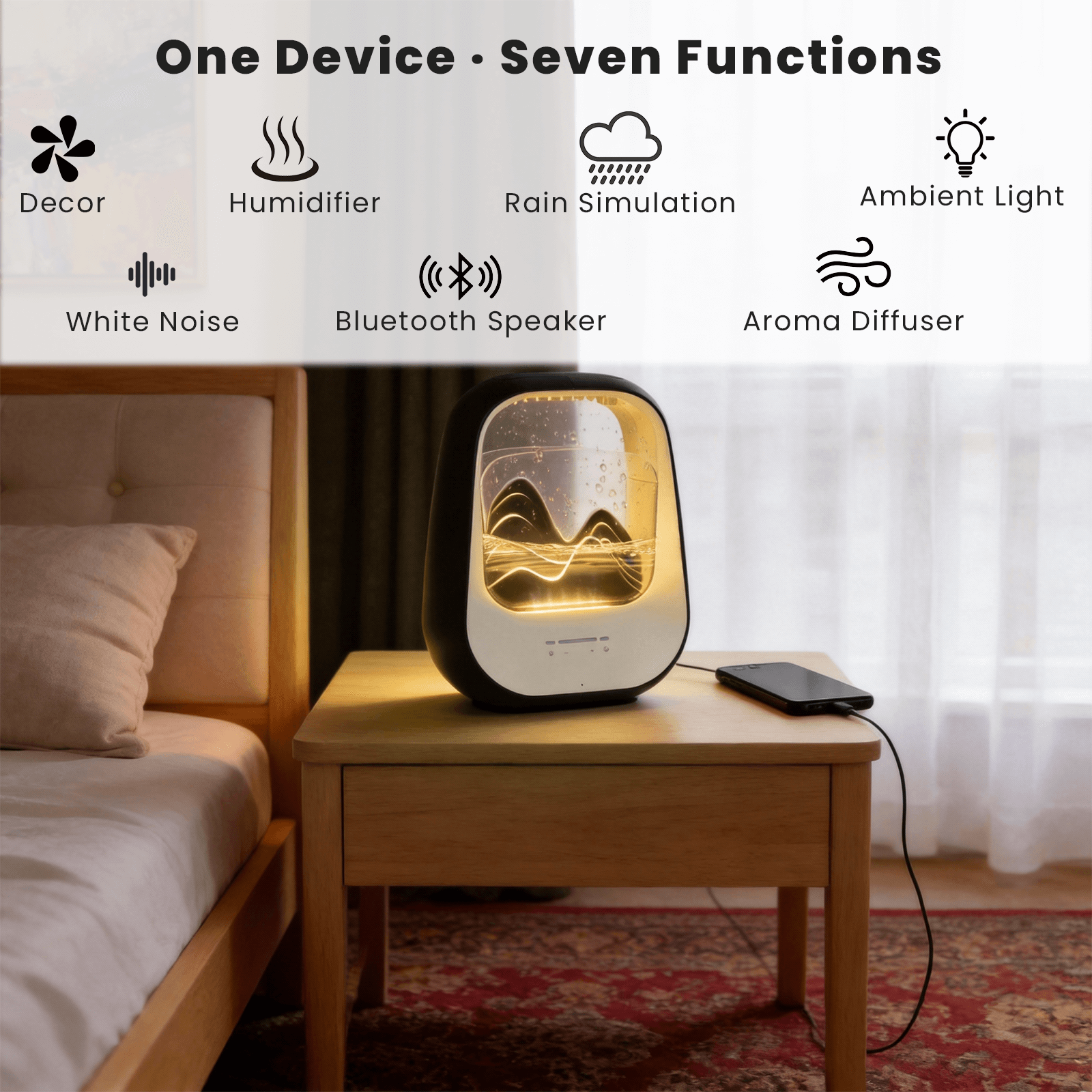 Lemofuta Aquadrop White Noise Machine with Rain Sounds - Sleep Aid Bluetooth Speaker