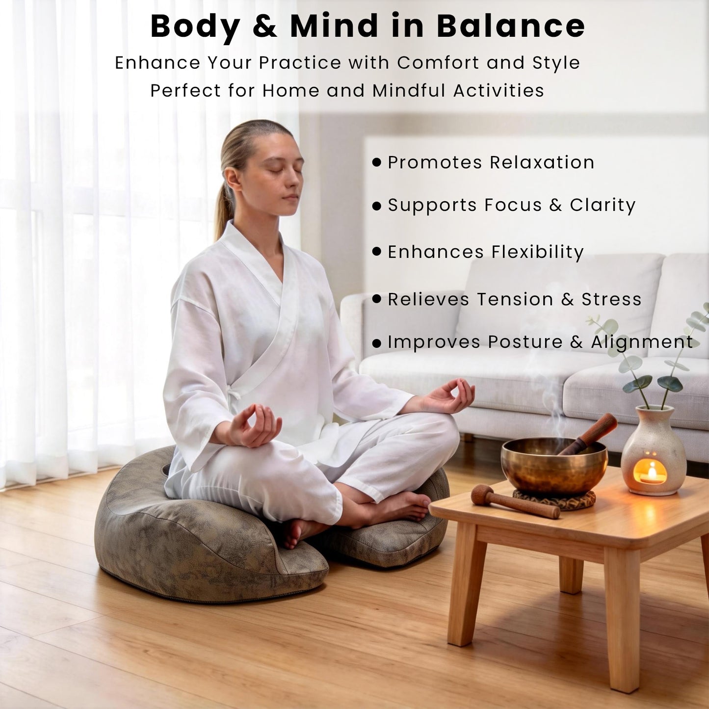 Lemofuta Ergonomic Meditation Cushion with Footrest