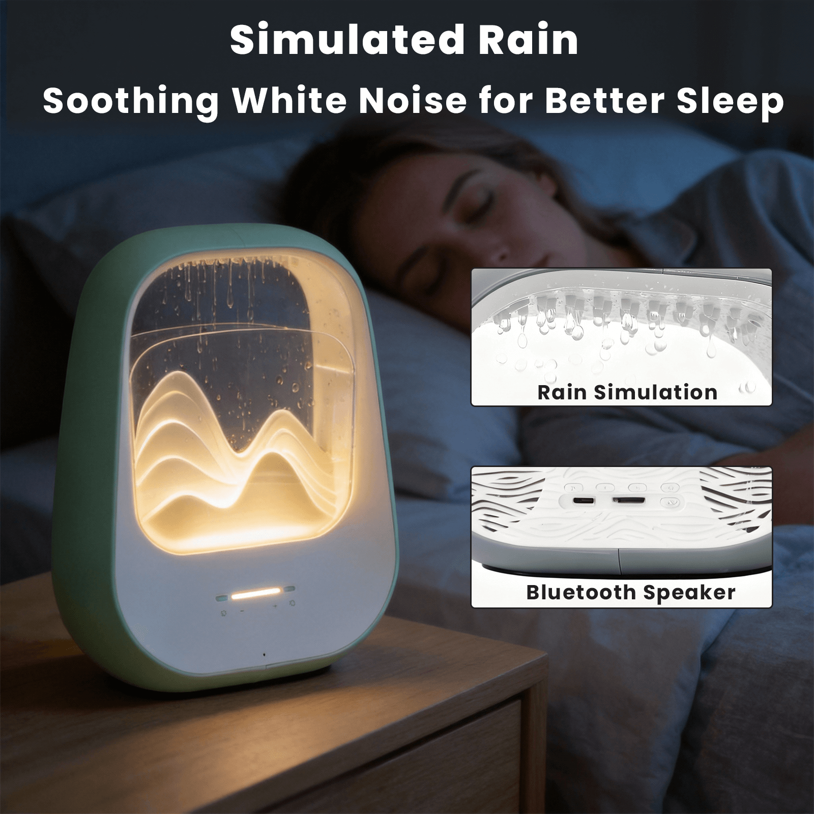 Lemofuta Aquadrop White Noise Machine with Rain Sounds - Sleep Aid Bluetooth Speaker