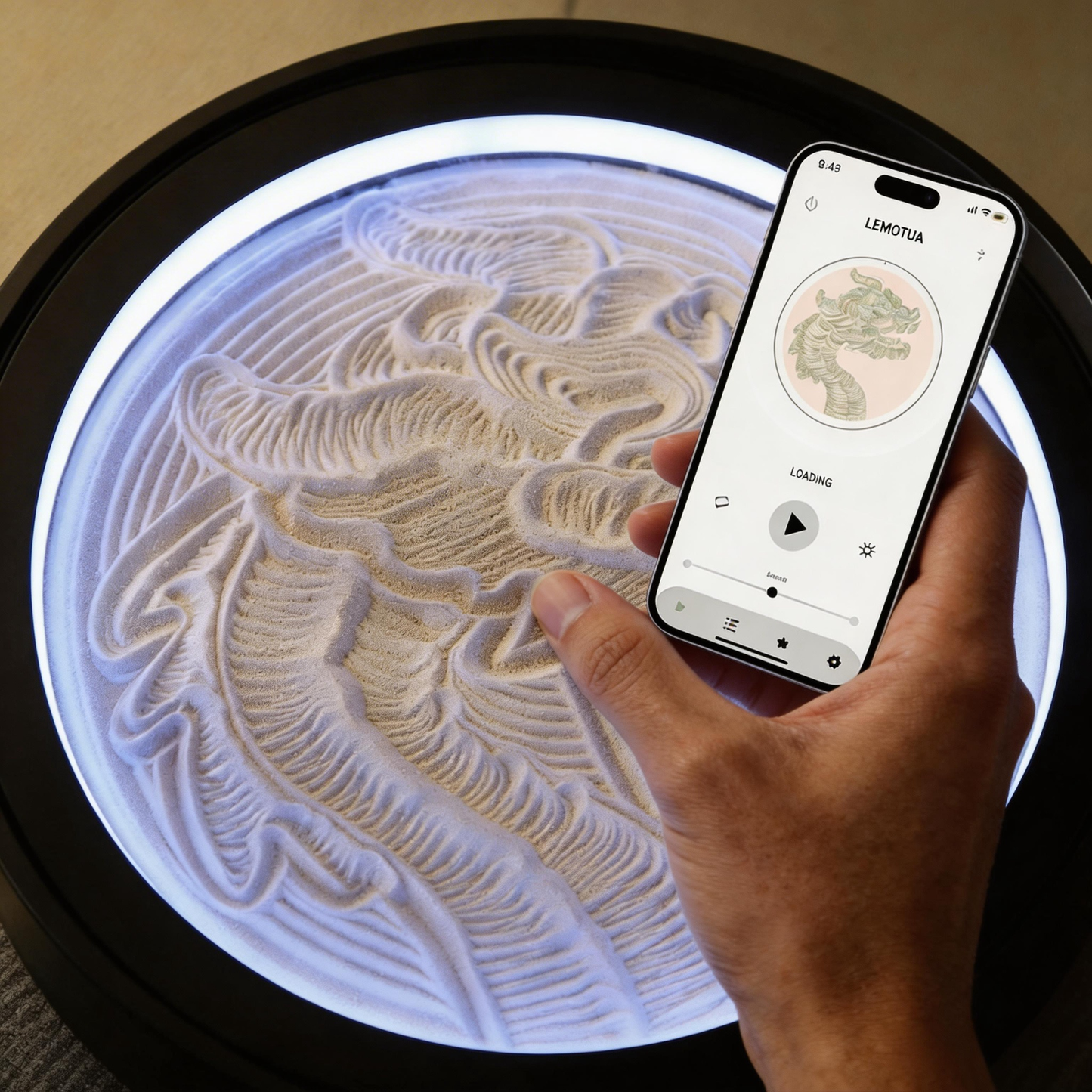 Lemofuta Smart Zen Garden App-Controlled Sand Art for Meditation